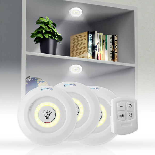 Stick-On LED Spot Lights with Remote (Set of 3)