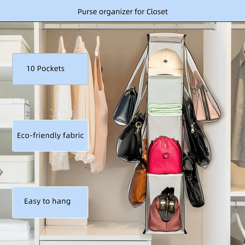 Hanging Handbag Organiser (10 Pockets)