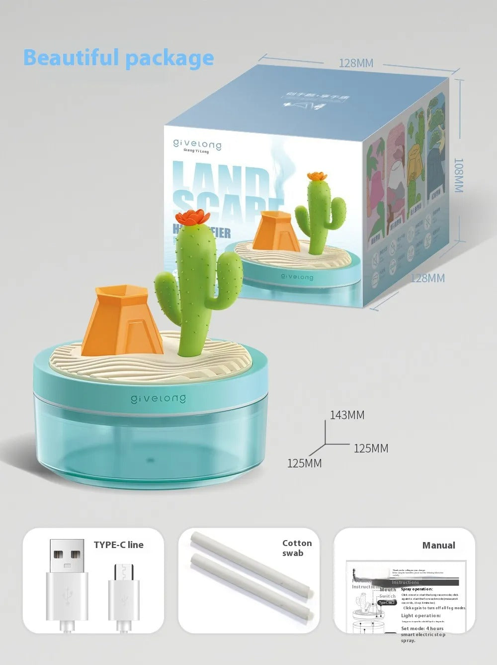 USB Desktop Humidifier with Night Light