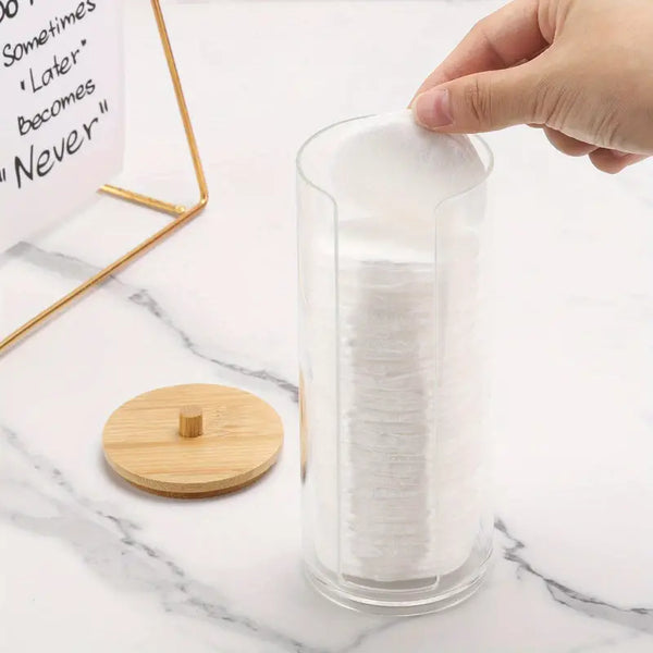 Cotton Pad Holder with Bamboo Lid