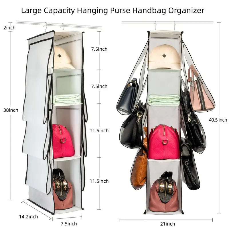 Hanging Handbag Organiser (10 Pockets)