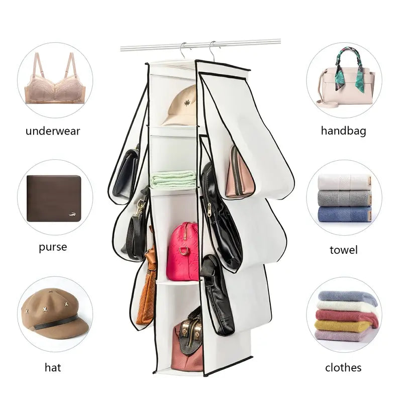 Hanging Handbag Organiser (10 Pockets)